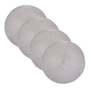 Kit com 04 Lugar Americano Redondo Fresno Espiral Cinza 38cm