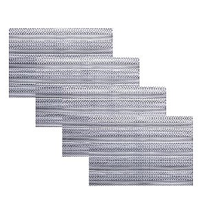 Kit com 04 Lugar Americano Retangular Prateado 30x45cm