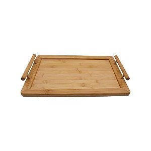 Bandeja de Bambu com Alças Retangular 35cm