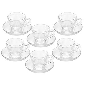 Conjunto 6 Xícaras de Café com Pires de Vidro Marrocos 90ml