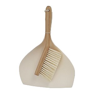 Escova de Bambu e Pá para Limpeza Branco Off