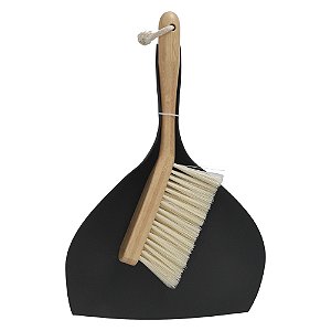 Escova de Bambu e Pá para Limpeza Preto