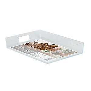 Bandeja c/ Alças em Acrílico 35x26x6cm Cristal