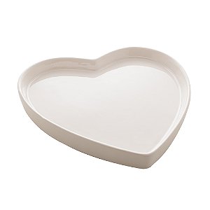 Bandeja de Cerâmica Heart Branco 13x12,5x1,5cm - Lyor