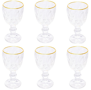 Cj 06 Taças de Licor de Cristal com Fio de Ouro Imperial 50ml - Lyor