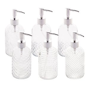 Porta Sabonete Líquido de Vidro Transparente Sortido 380ml - Lyor