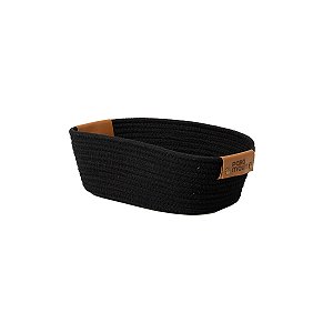 Cesto Organizador Multiuso de Algodão Preto c/ Alça 35x25x12cm - Paramount