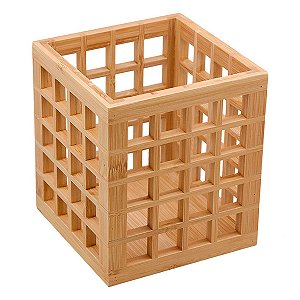 Porta Utensílios Vazado de Bambu 13cm - Oikos