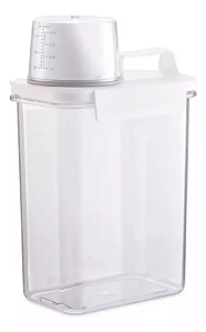 Pote com Copo Medidor e Trava Branco 1.800ml - Oikos