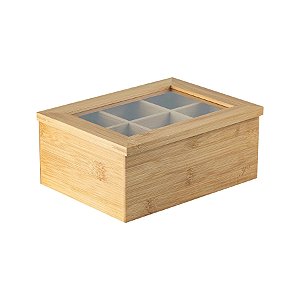 Organizador de Chá Sense 6 Divisórias em Bambu - OU