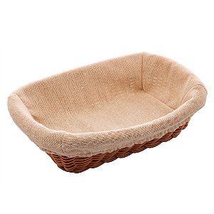 Cesto Retangular de Rattan Plástico com Forro em Tecido 24x17x7cm - Lyor