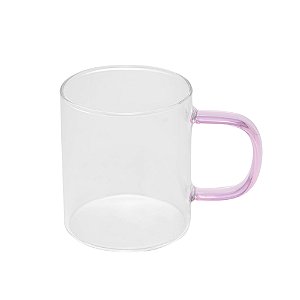 Conjunto 2 Canecas de Vidro Borossilicato com Alça Rosa 200ml - Lyor