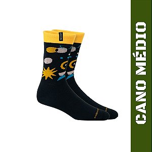 MEIA CASUAL TOKEN - PRETA E AMARELA
