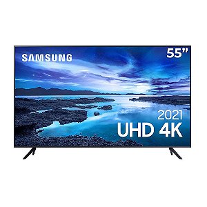 Smart 55" TV UHD 4K Samsung Processador Crystal 4K - Tela sem limites - Visual Livre de Cabos - 55AU7700