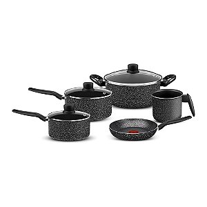 Jogo de Panelas Rochedo Stone Pro 5 peças Efeito Pedra