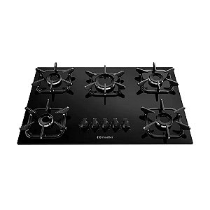 Cooktop Mueller 5 Bocas com Queimador Ultra Chama Preto
