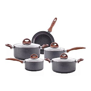 Conjunto de Panelas Brinox Ceramic Life Granito Smart Plus 5 Peças