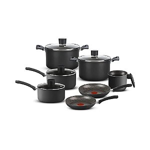 Jogo de Panelas Rochedo Facilita Cinza 7 Peças