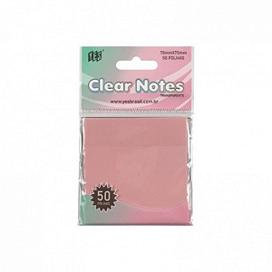 Bloco Adesivo Removível Transparente Rosa Yes