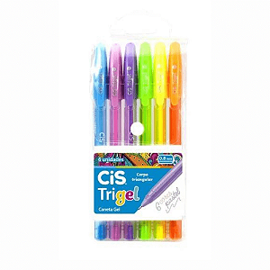 Kit Caneta Trigel Pastel Estojo Com 6 Cores Cis