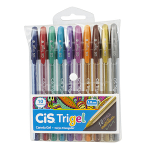 Kit Caneta Trigel Metalica Estojo com 10 Cores Cis