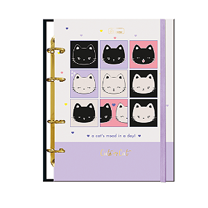 Fichário Caderno Argolado Colegial Cute Cat Cadersil