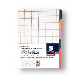 Refil Caderno Criativo Argolado Divisórias Coloridas 17x24 Cicero