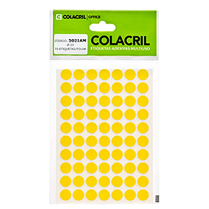 Etiqueta Redonda Amarela 13mm Colacril