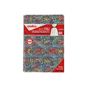 Saco Poli Transparente Balinhas 15x22cm 50un Cromus