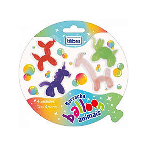 Borracha Balloon Animais c/4 Tilibra