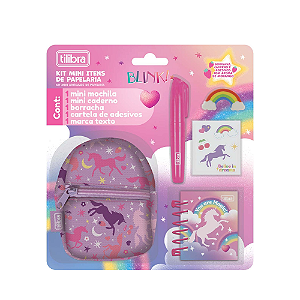 Kit Mini Itens de Papelaria Blink Unicórnio Tilibra