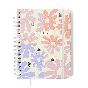 Agenda Planner Wire-o 2026 Melissa Semanal Notas c/ Divisórias A5 Block Bloomy Cicero