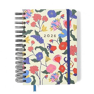 Agenda Planner Wire-o 2026 Doce Florada Diária A5 Off White Cicero