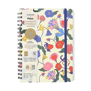Caderno Colegial 1 Matéria 80fls Doce Florada Off White Cicero