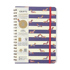 Caderno Colegial 1 Matéria 80fls Praia Cachorros Cicero