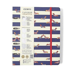Caderno Criativo Argolado 17x24 Praia Cachorros Cicero