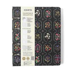 Caderno Criativo Argolado 17x24 Jardim Preto Cicero