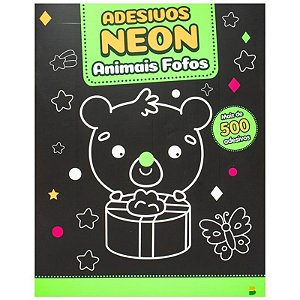 Livro Meus 500 Adesivos Neon Animais Fofos Todo Livro