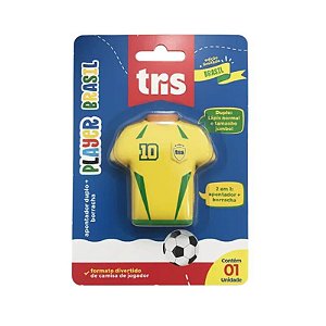 Apontador Duplo Com Borracha Player Brasil Tris