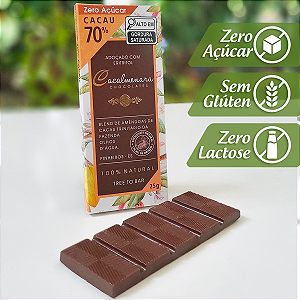 Caixa de Chocolate 70% Cacau ZERO AÇÚCAR - 25g