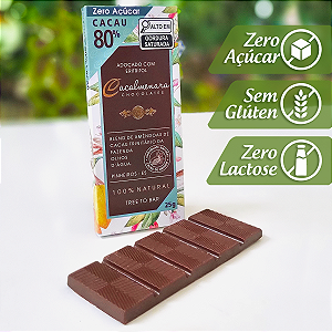 Caixa de Chocolate 80% Cacau ZERO AÇÚCAR - 25g