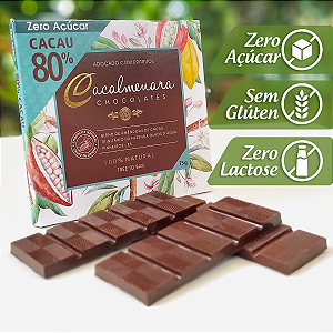 Caixa de Chocolate 80% Cacau ZERO AÇÚCAR - 75g