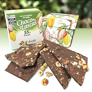 Lascas de Chocolate 55% Cacau com adição de Avelã - 200g