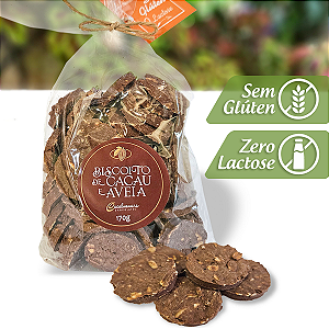 Biscoito de Cacau e Aveia - ZERO GLÚTEN e ZERO LACTOSE - 170g