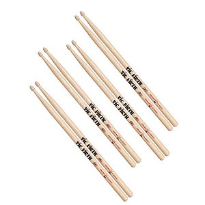 Kit de Baquetas Vic Firth American Classic Hickory 5B Leve 4 e Pague 3 Value Pack 1 Grátis
