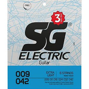 Encordoamento Para Guitarra .009 Extra Light Pack (c/3) SG [F002]