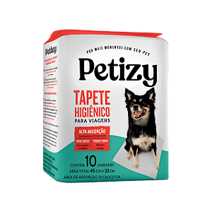 Tapete Higienico Petizy Cães Viagem 45x33cm 10 Unidades