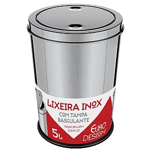 Lixeira Aço Inox Com Tampa Basculante 5 Litros Euro Design