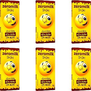 Kit 6 Chocolate Smiles ZeroMilk 40% Tudo Zero Leite 20g