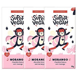 Kit 3 Chocolate Branco C/ Morango Super Vegan 95g - Vegano